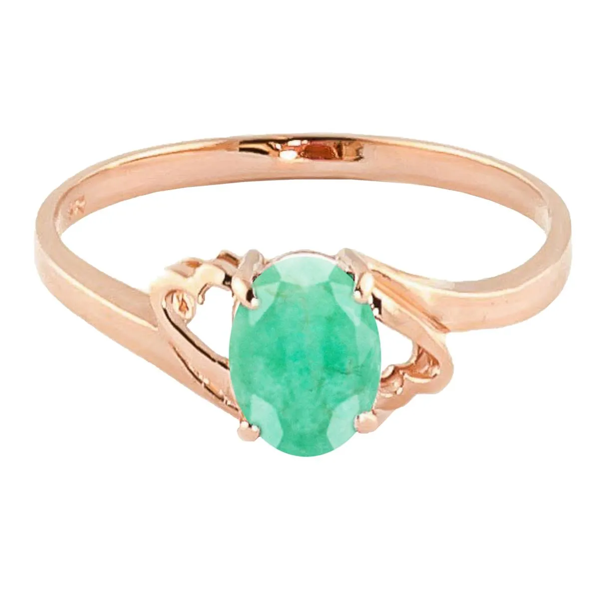 0.75 Carat 14K Solid Rose Gold Rings Natural Emerald