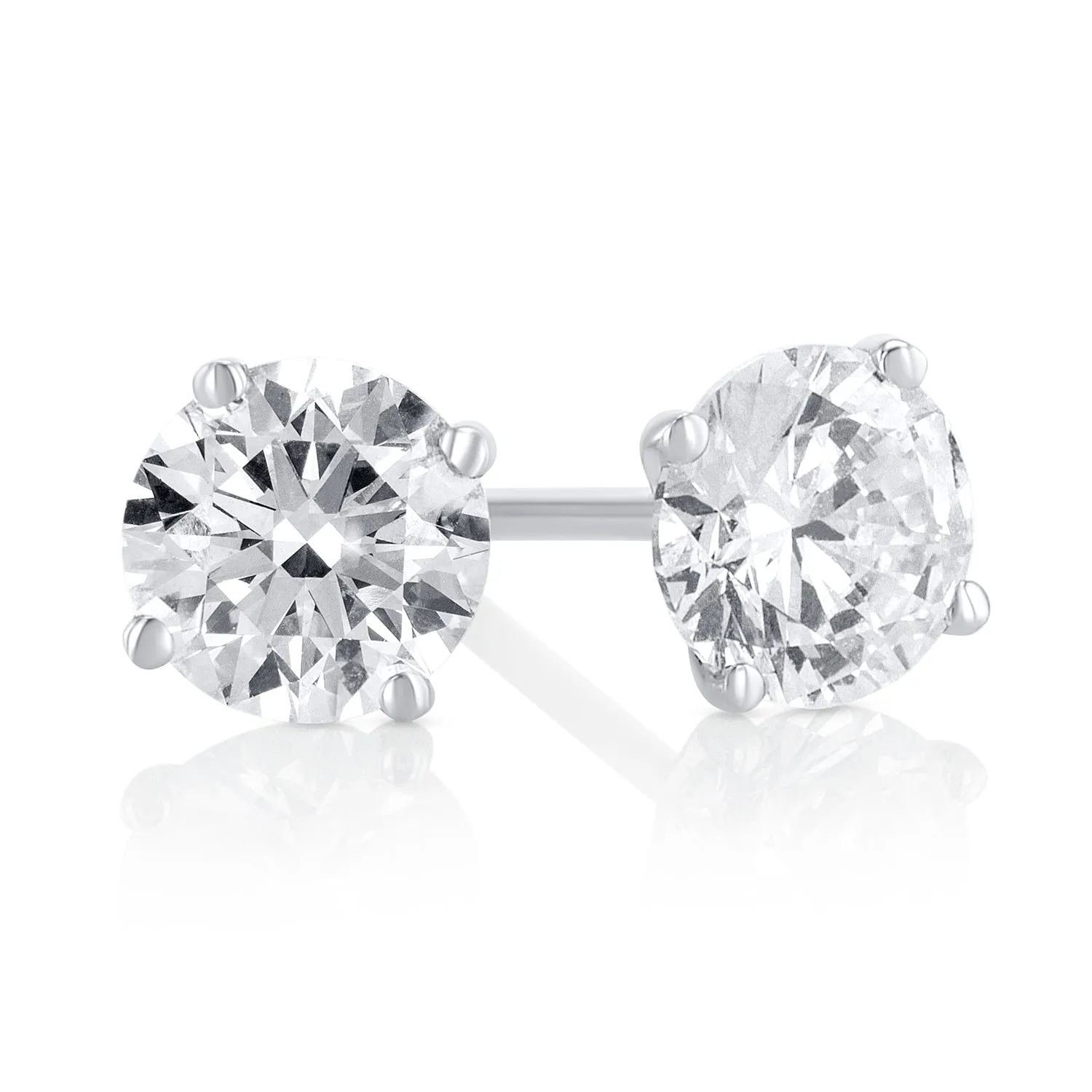 0.75 Carat Round Lab Grown Diamond Ear Studs set in 14K White Gold in a 4 Prong Setting