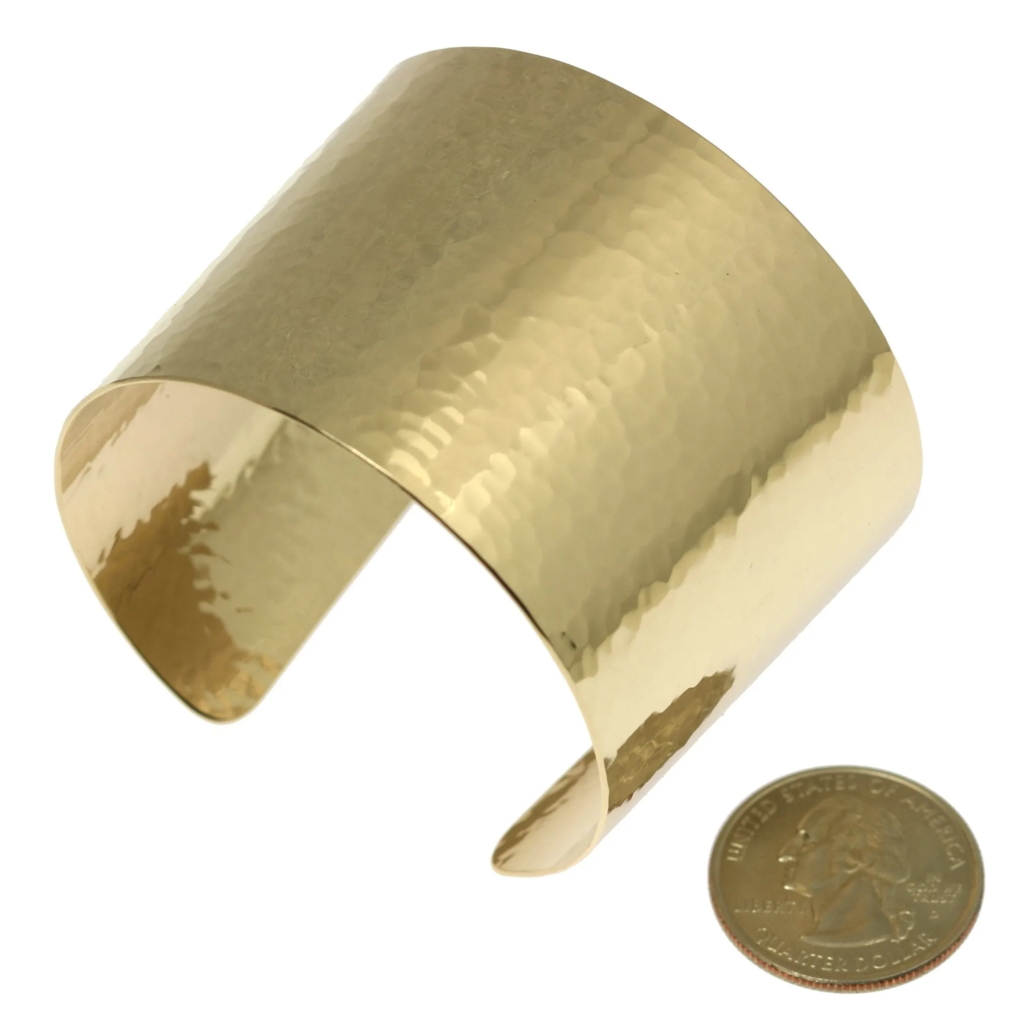 1 3/4 Inch Wide Hammered 14K Gold-filled Cuff Bracelet