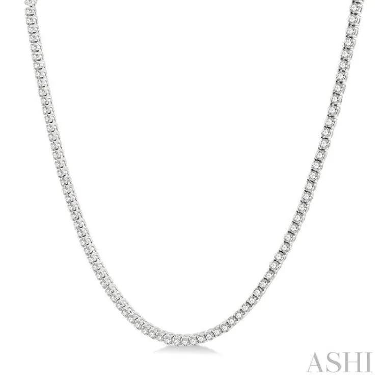 10 ctw Round Cut Diamond Tennis Necklace in 14K White Gold