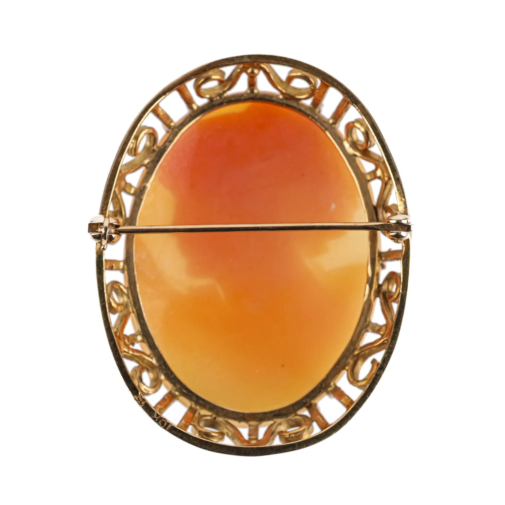 10K Yellow Gold Cameo Brooch 40-32mm