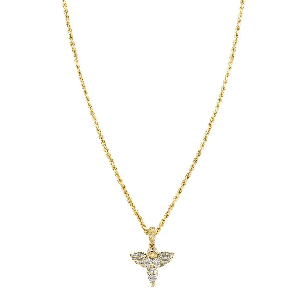 10k Yellow Gold Diamond Angel Pendant 0.15 Ctw