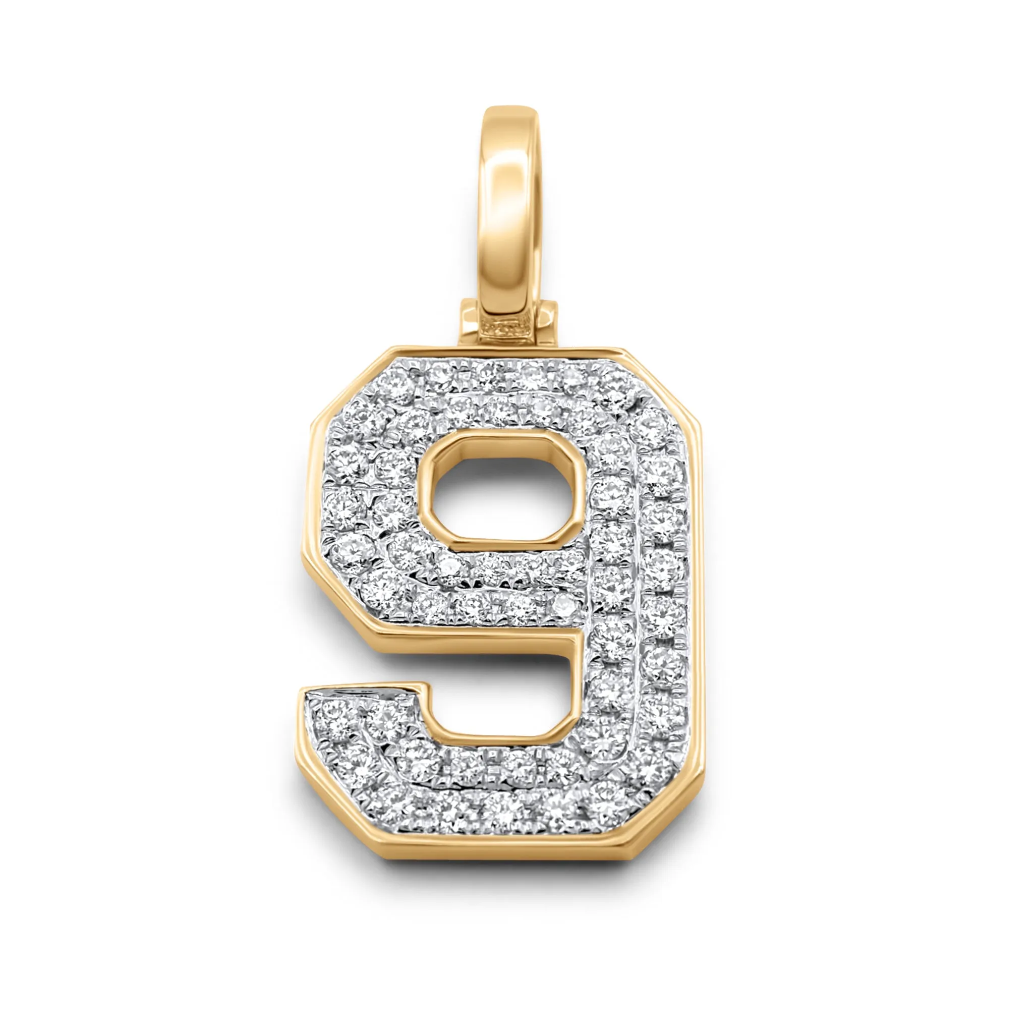 10k Yellow Gold Diamond Number 9 Pendant 0.67 ctw