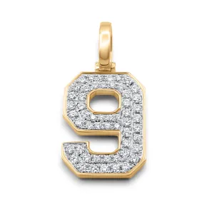 10k Yellow Gold Diamond Number 9 Pendant 0.67 ctw