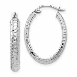 10kt White Gold D.C Oval Hinged Hoop Earrings