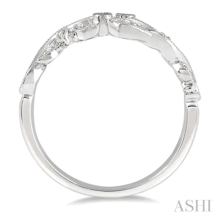 1/10 Ctw Round Diamond Wedding Band in 14K White Gold