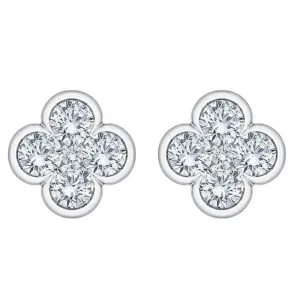 1/2Ct Diamond Earrings Women's Fashion Clover White or Yellow Gold Lab Grown