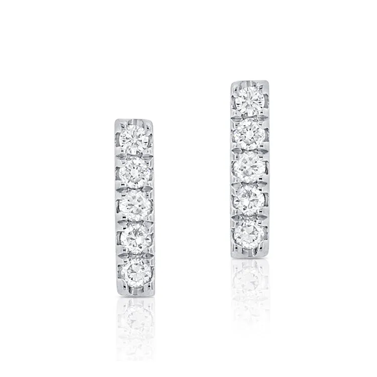 14k Rose Gold Diamond Bar Earrings