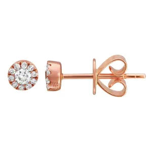 14k Rose Gold Diamond Cluster Earrings