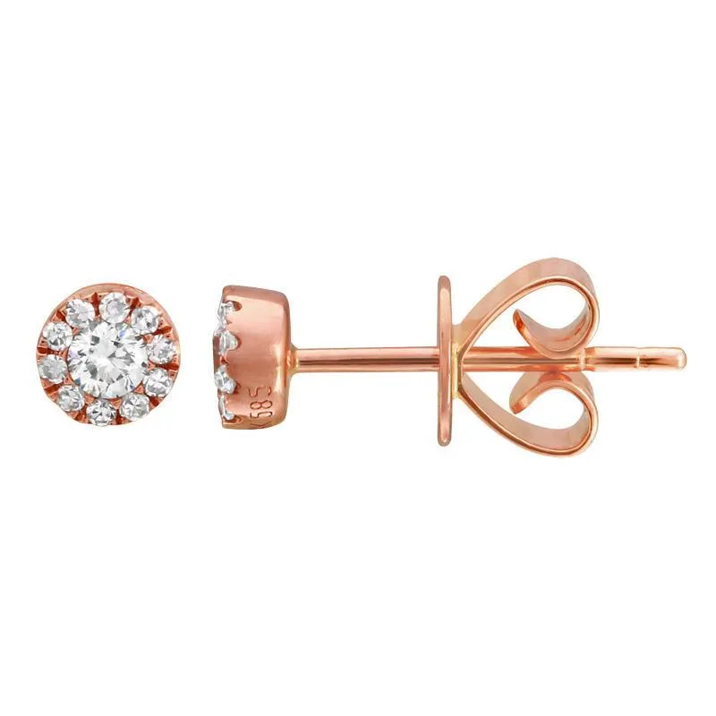 14k Rose Gold Diamond Cluster Earrings