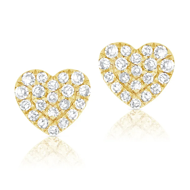 14k Rose Gold Diamond Heart Earrings