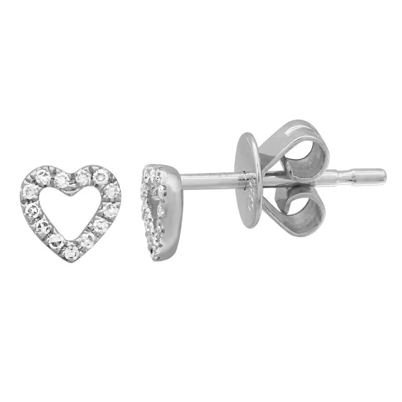 14k Rose Gold Diamond Heart Earrings