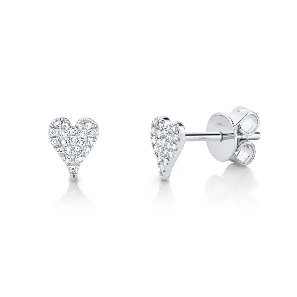 14k Rose Gold Diamond Heart Stud Earrings