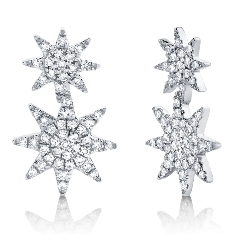 14k Rose Gold Diamond Star Earrings