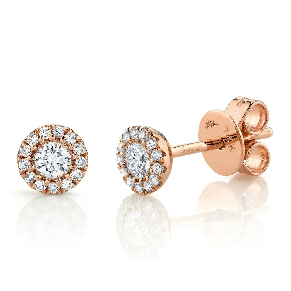 14k Rose Gold Diamond Stud Earrings