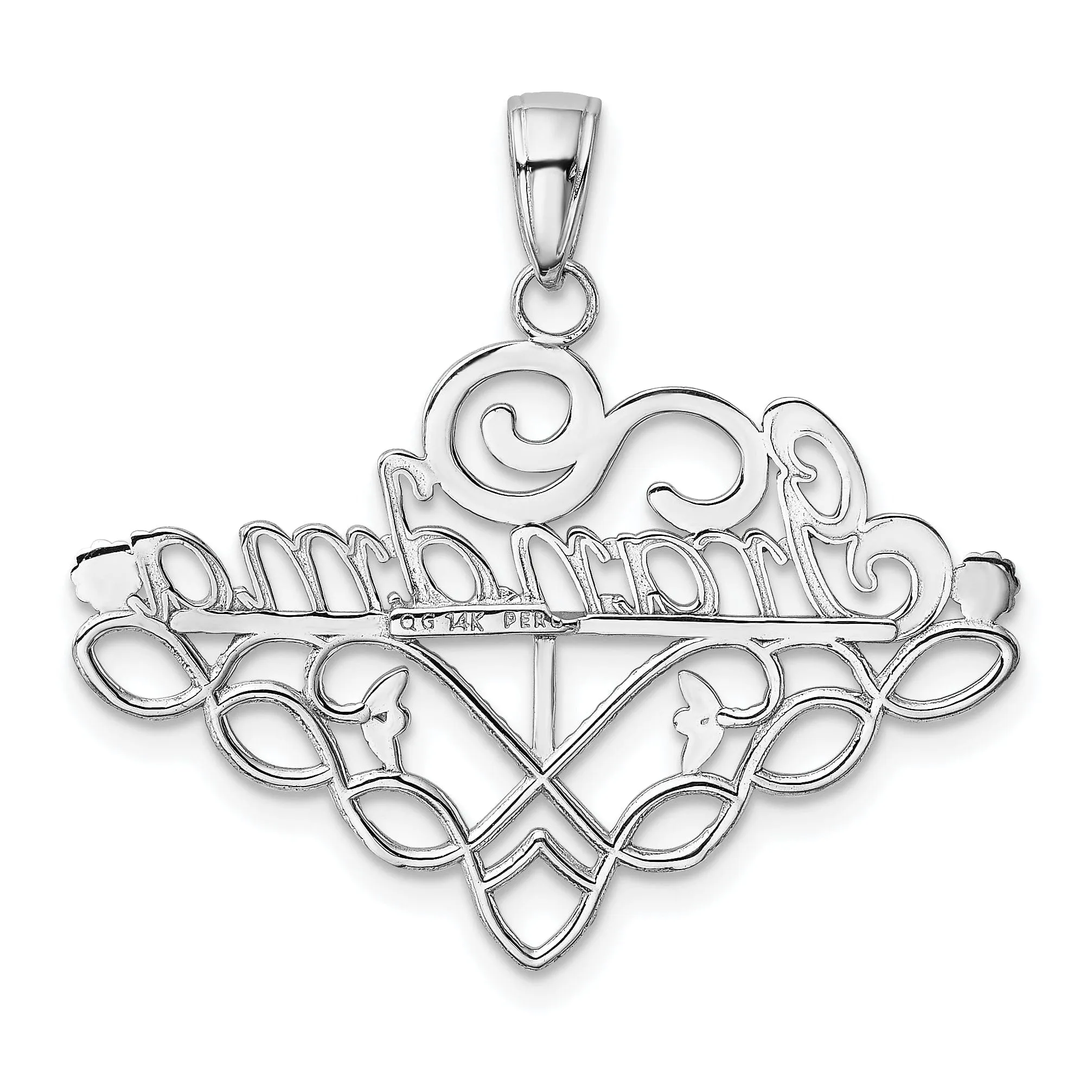 14k White Gold Grandma Charm Holder Pendant