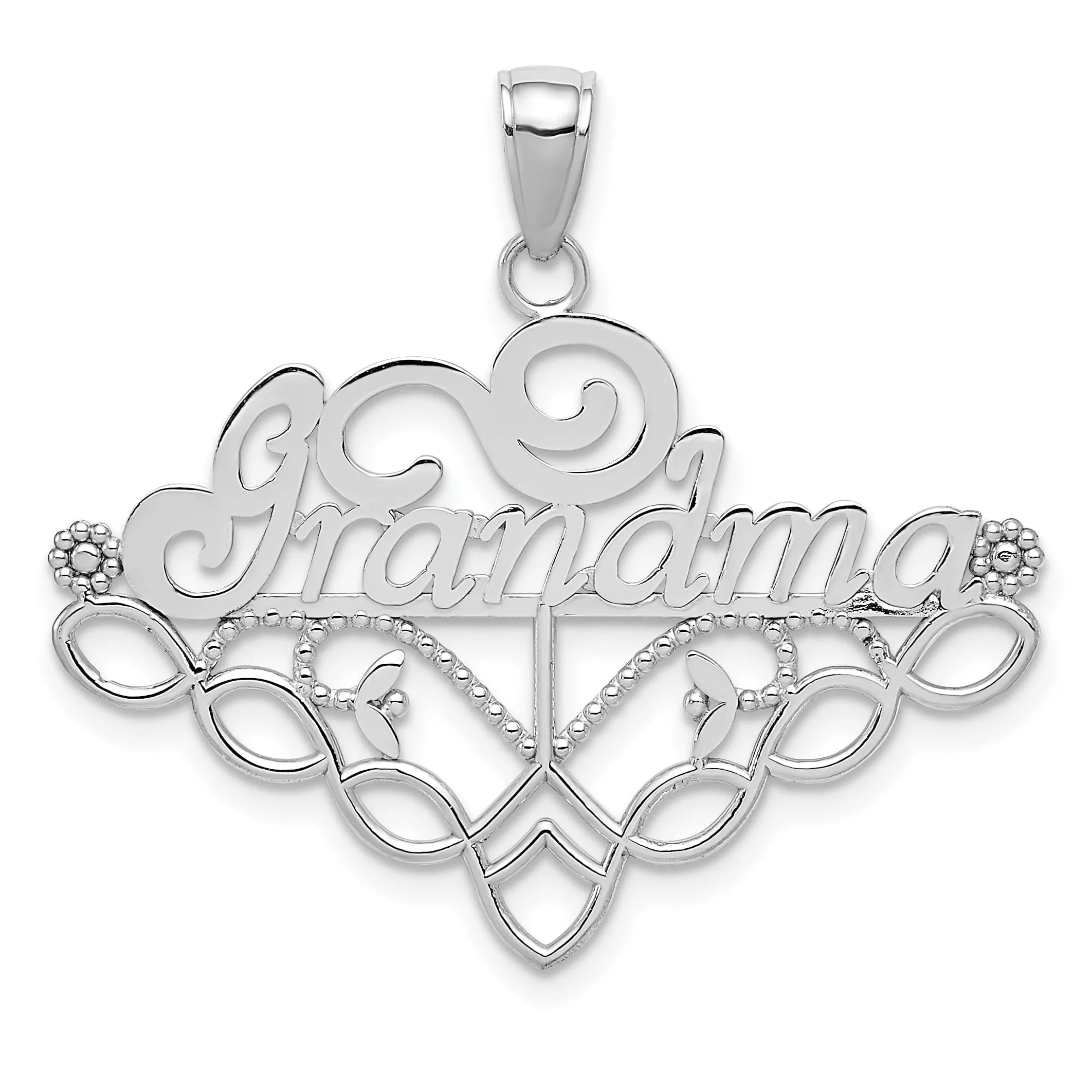 14k White Gold Grandma Charm Holder Pendant