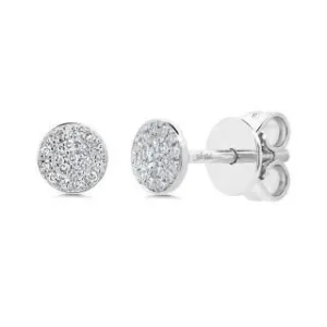 14k White Gold Pave Diamond Disc Earrings