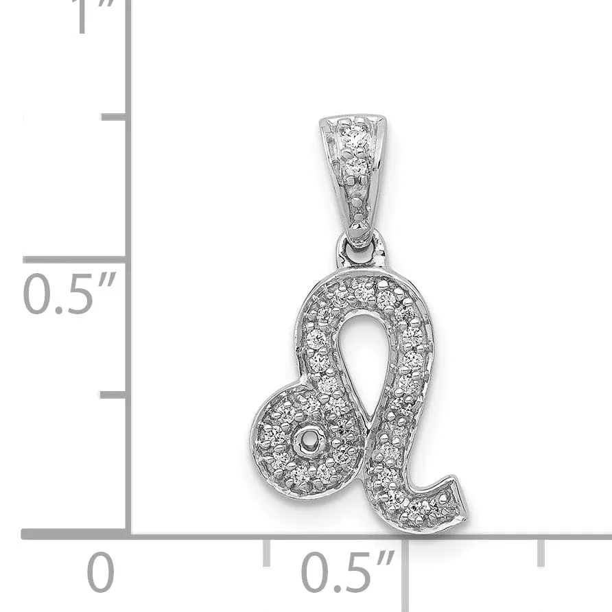 14k White Gold Polished Finish with Diamonds LEO Zodiac Charm Pendant