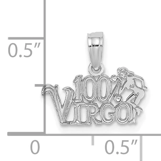 14K White Gold Polished Textured Finish 100% Zodiac VIRGO Charm Pendant