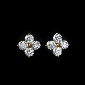 14K Yellow Gold 0.62 CTW Diamond Quatrefoil Stud Earrings