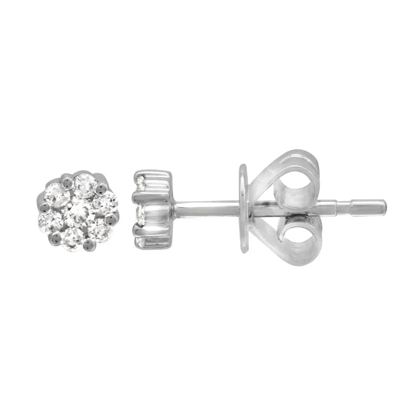 14k Yellow Gold Diamond Cluster Studs