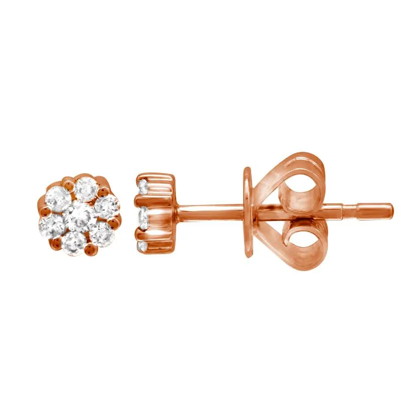 14k Yellow Gold Diamond Cluster Studs