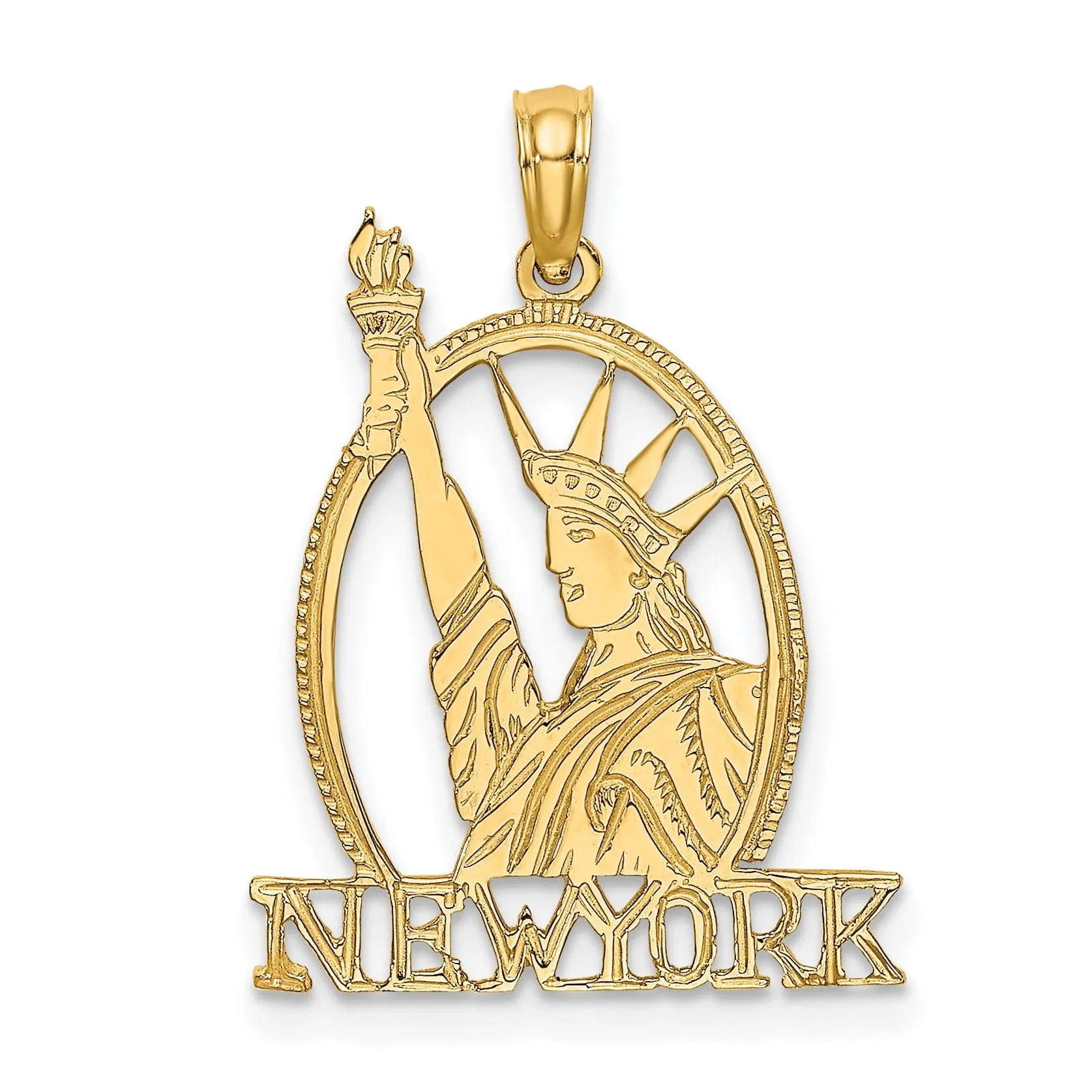 14k Yellow Gold New York Statue of Liberty Pendant