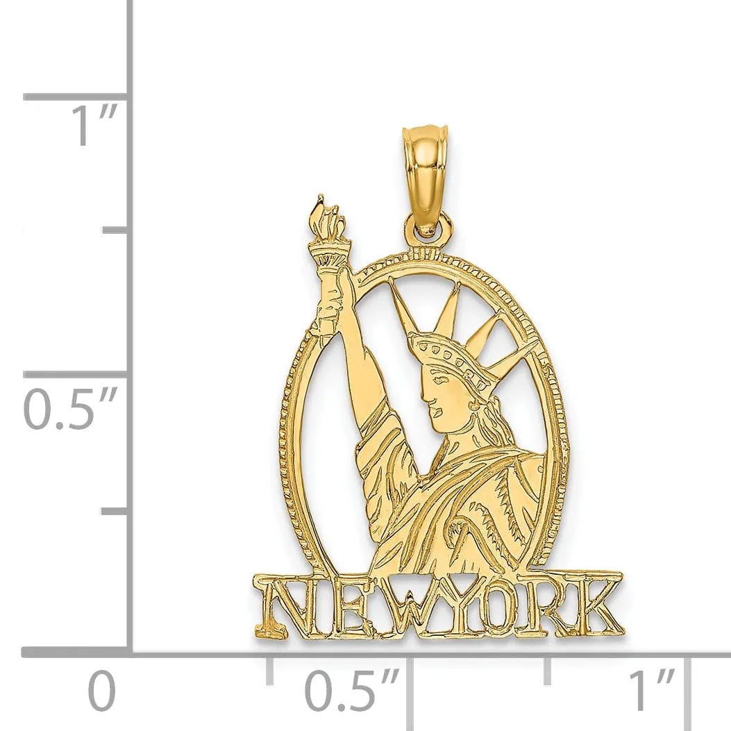 14k Yellow Gold New York Statue of Liberty Pendant