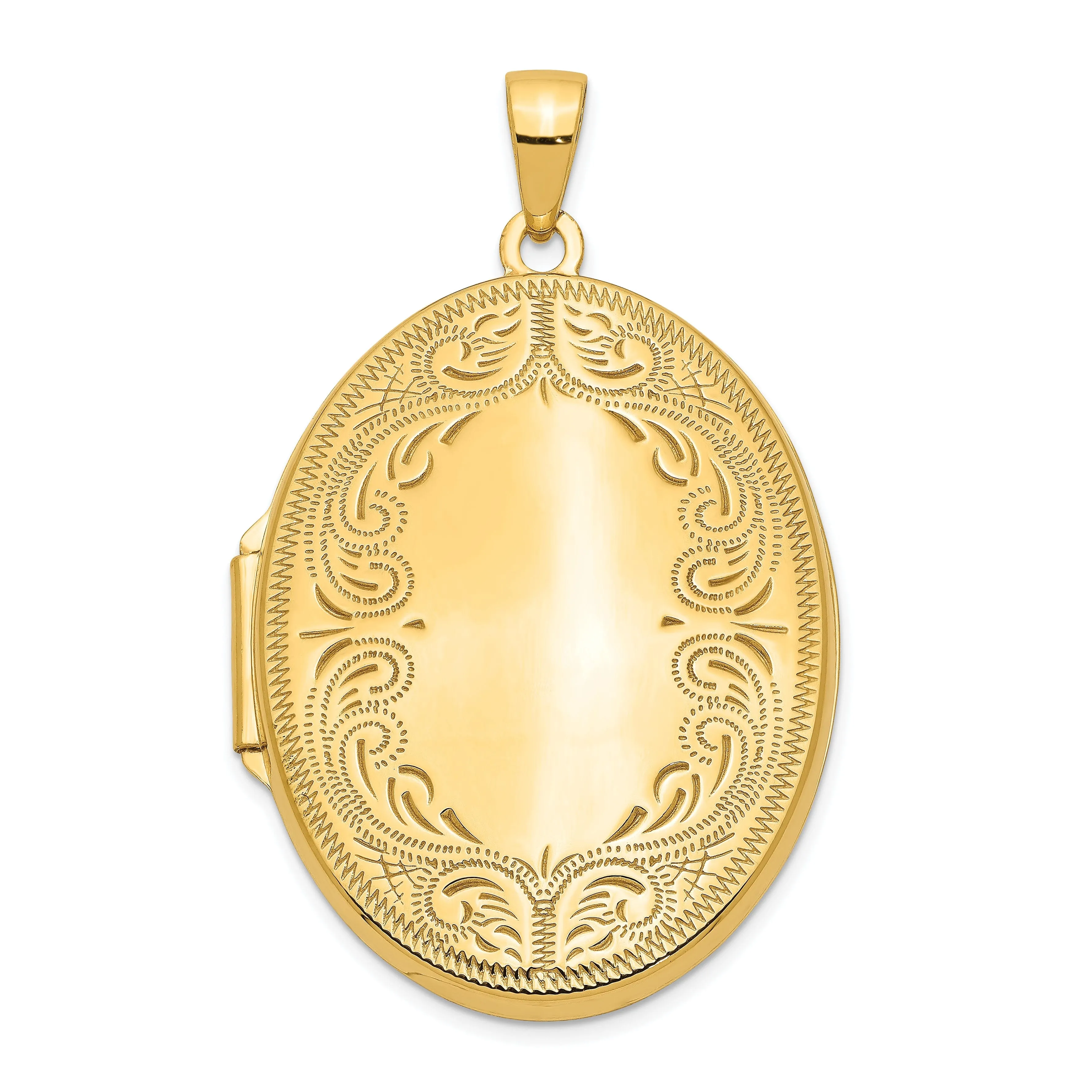 14k Yellow Gold Oval Scroll Locket