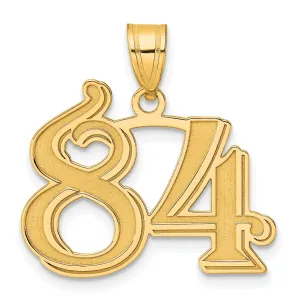 14k Yellow Gold Polished Etched Finish Number 84 Charm Pendant