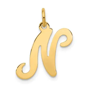 14k Yellow Gold Polished Fancy Initial N Charm