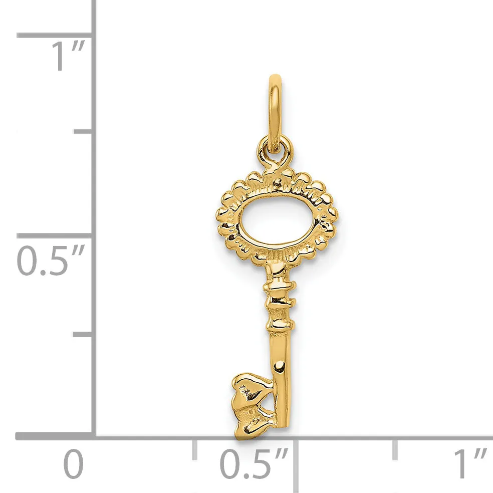 14k Yellow Gold Polished Key Charm Pendant