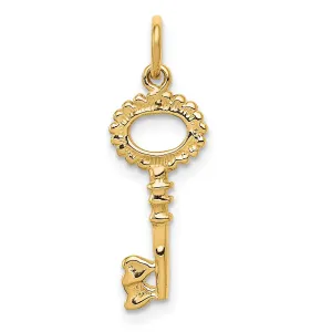 14k Yellow Gold Polished Key Charm Pendant