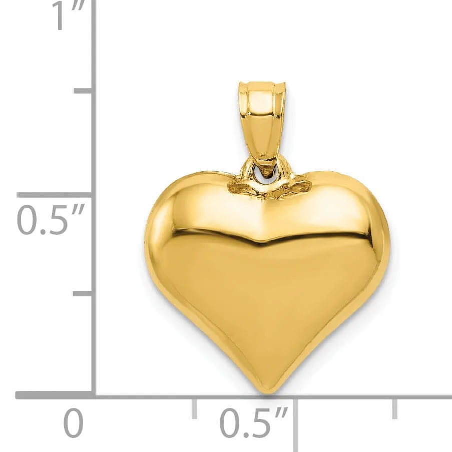 14k Yellow Gold Puffed Heart Pendant