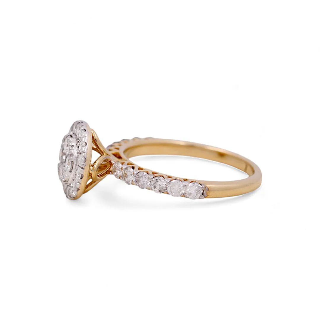 14K Yellow Gold Round Engagement Ring with Rounds Diamonds