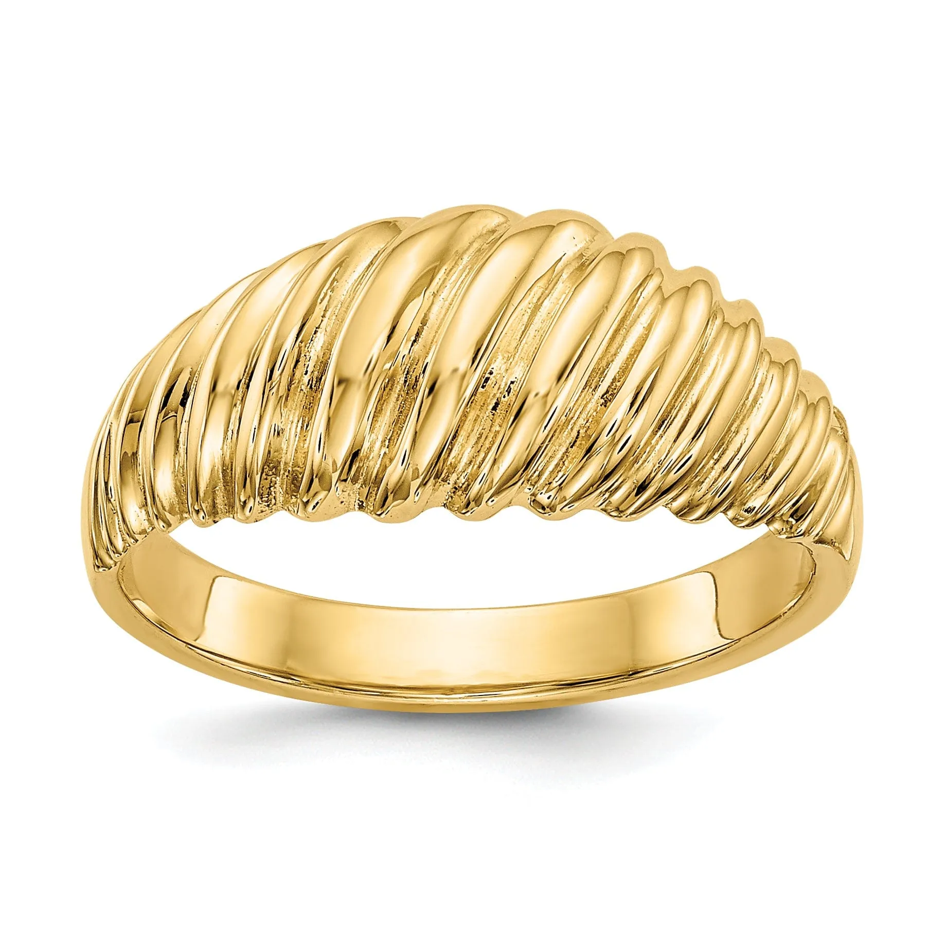 14k Yellow Gold Scalloped Dome Fancy Ring