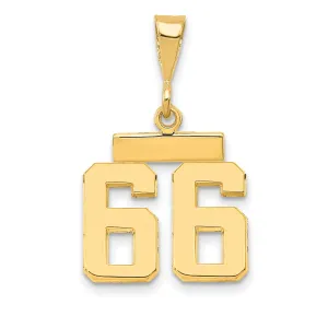 14k yellow gold small polished number 66 charm