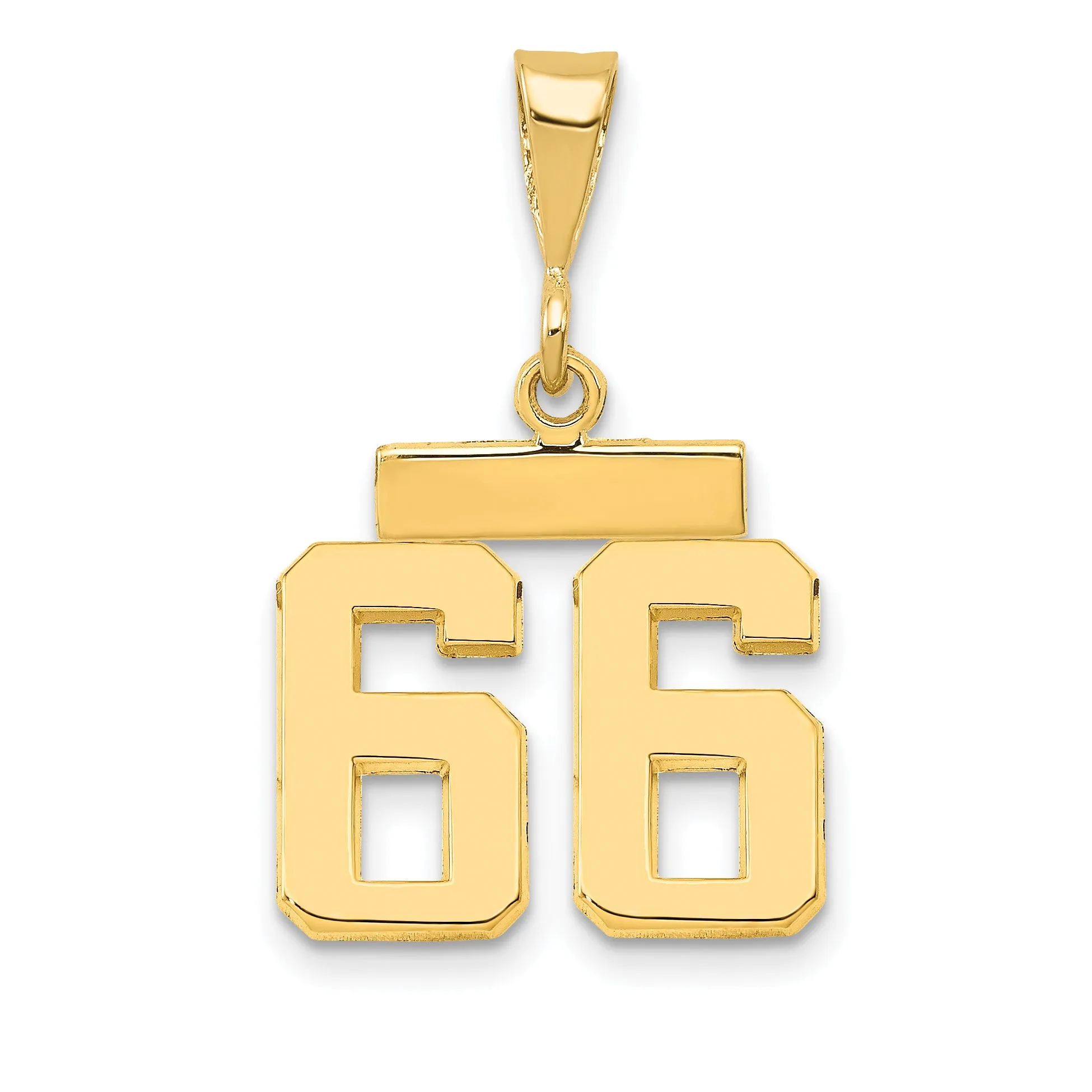 14k yellow gold small polished number 66 charm