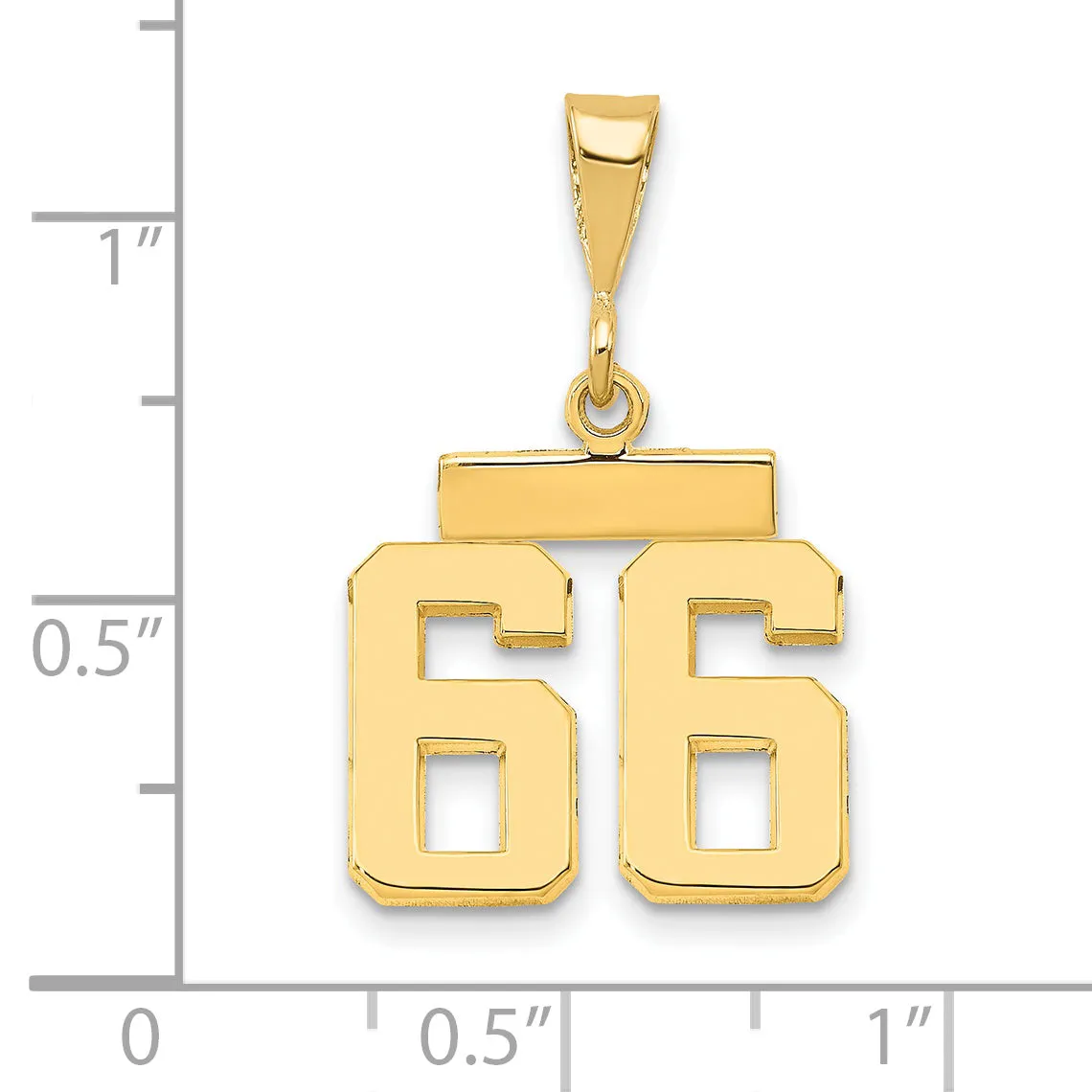 14k yellow gold small polished number 66 charm