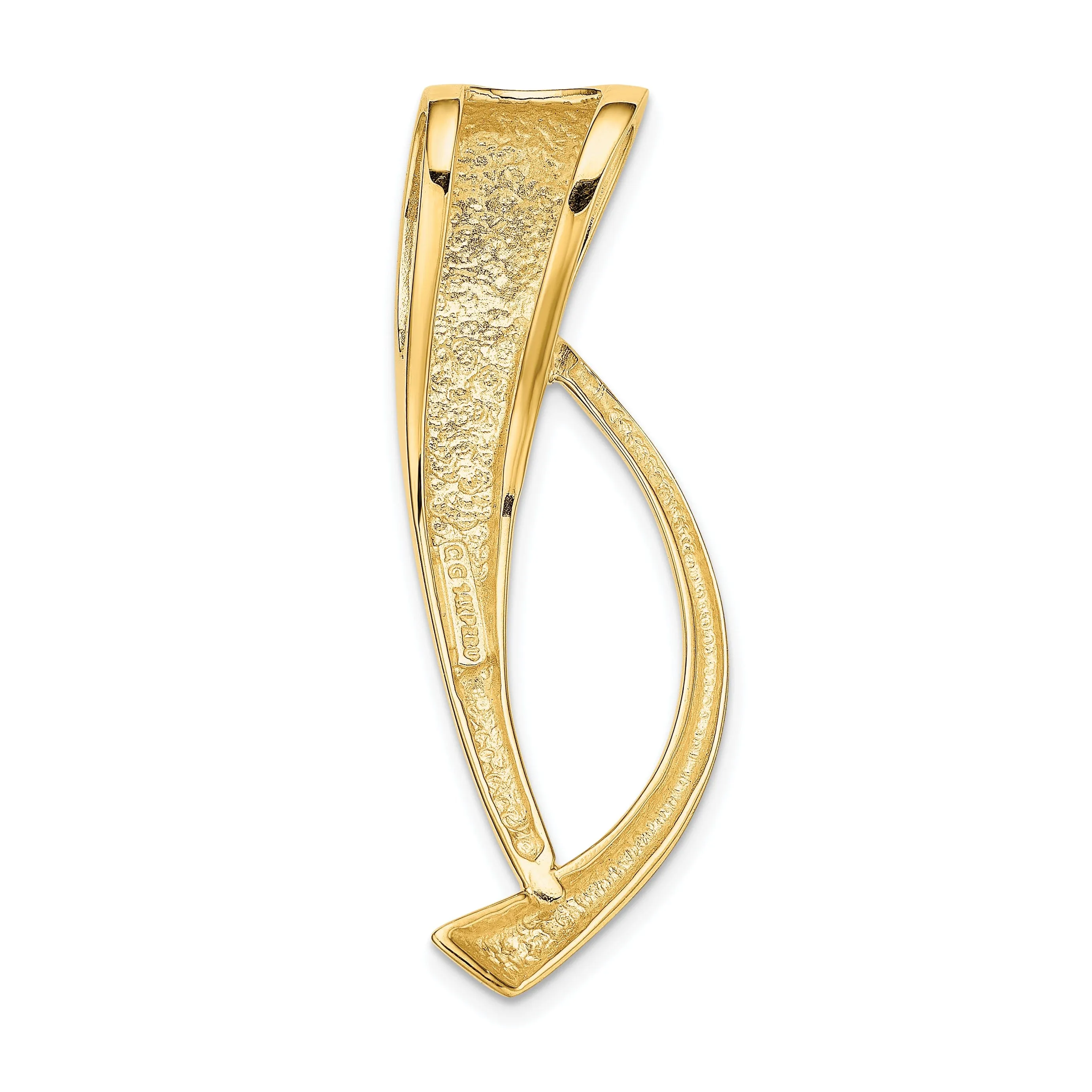 14k Yellow Gold Solid Polished Finish Modern Style Omega Slide Pendant fits upto 8 mm Omega