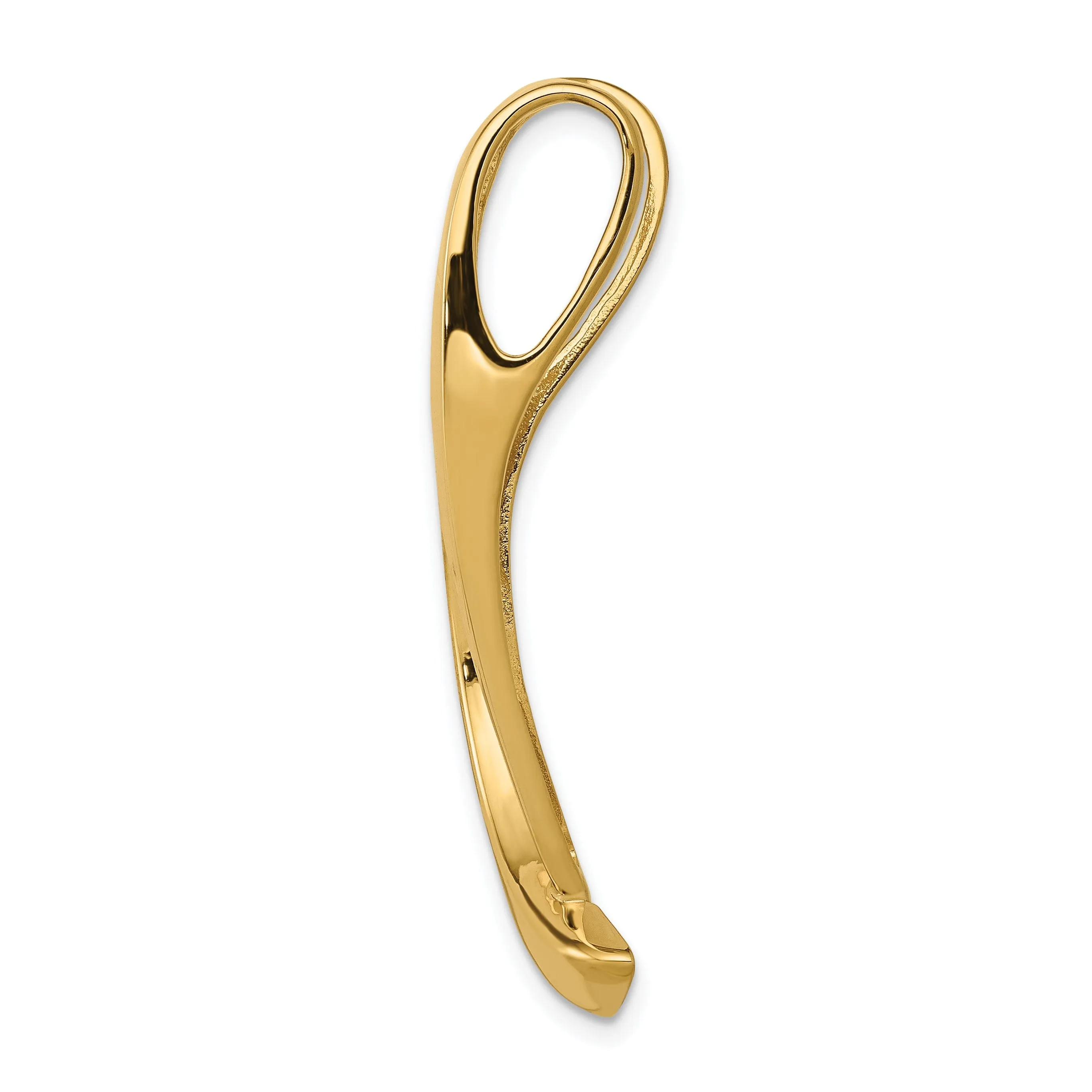 14k Yellow Gold Solid Polished Finish Modern Style Omega Slide Pendant fits upto 8 mm Omega