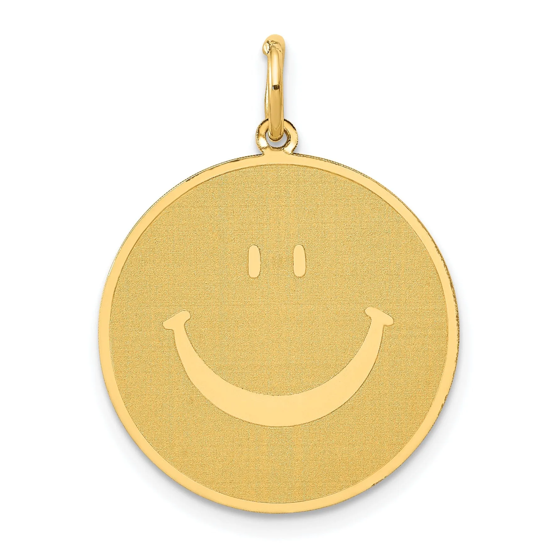 14k Yellow Gold Solid Smiley Face Charm Pendant