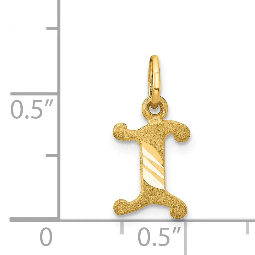 14k Yellow GoldSmall Script Design Letter I Initial Charm Pendant