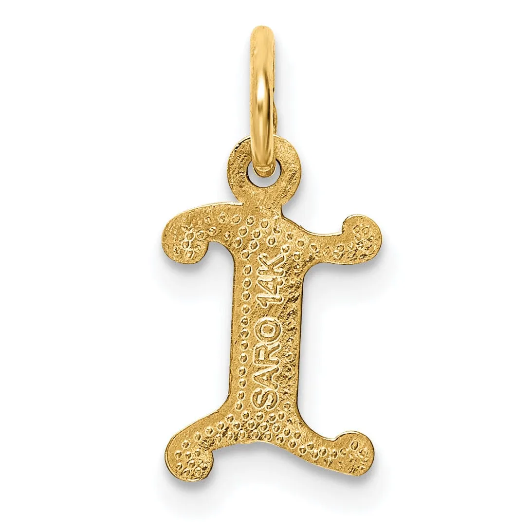 14k Yellow GoldSmall Script Design Letter I Initial Charm Pendant