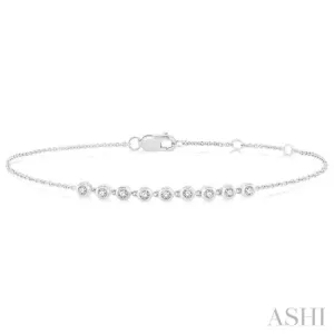 1/5 Ctw Bezel Round Cut Diamond Petite Bracelet in 10K White Gold