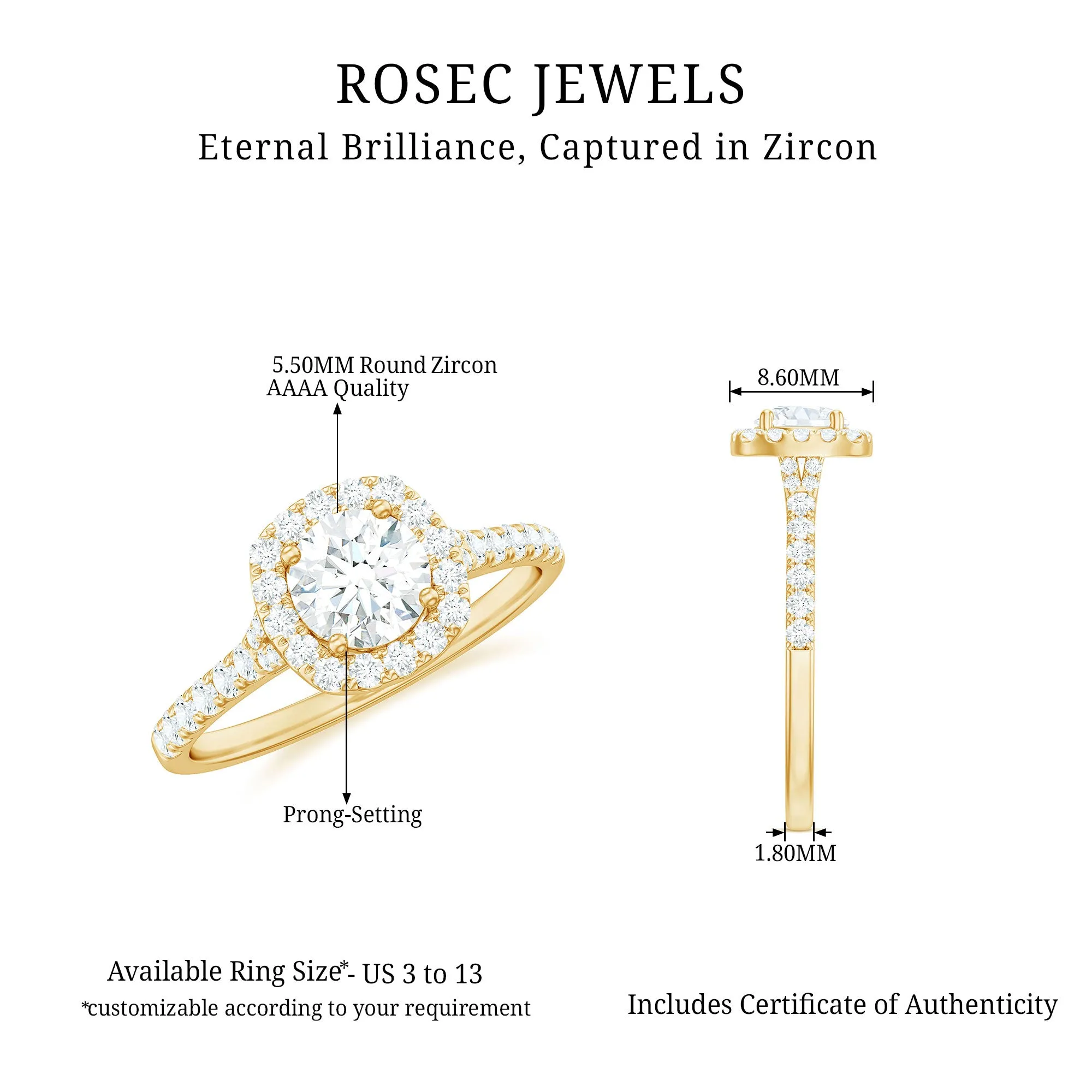 1.50 CT Designer Floating Halo Zircon Engagement Ring in Gold