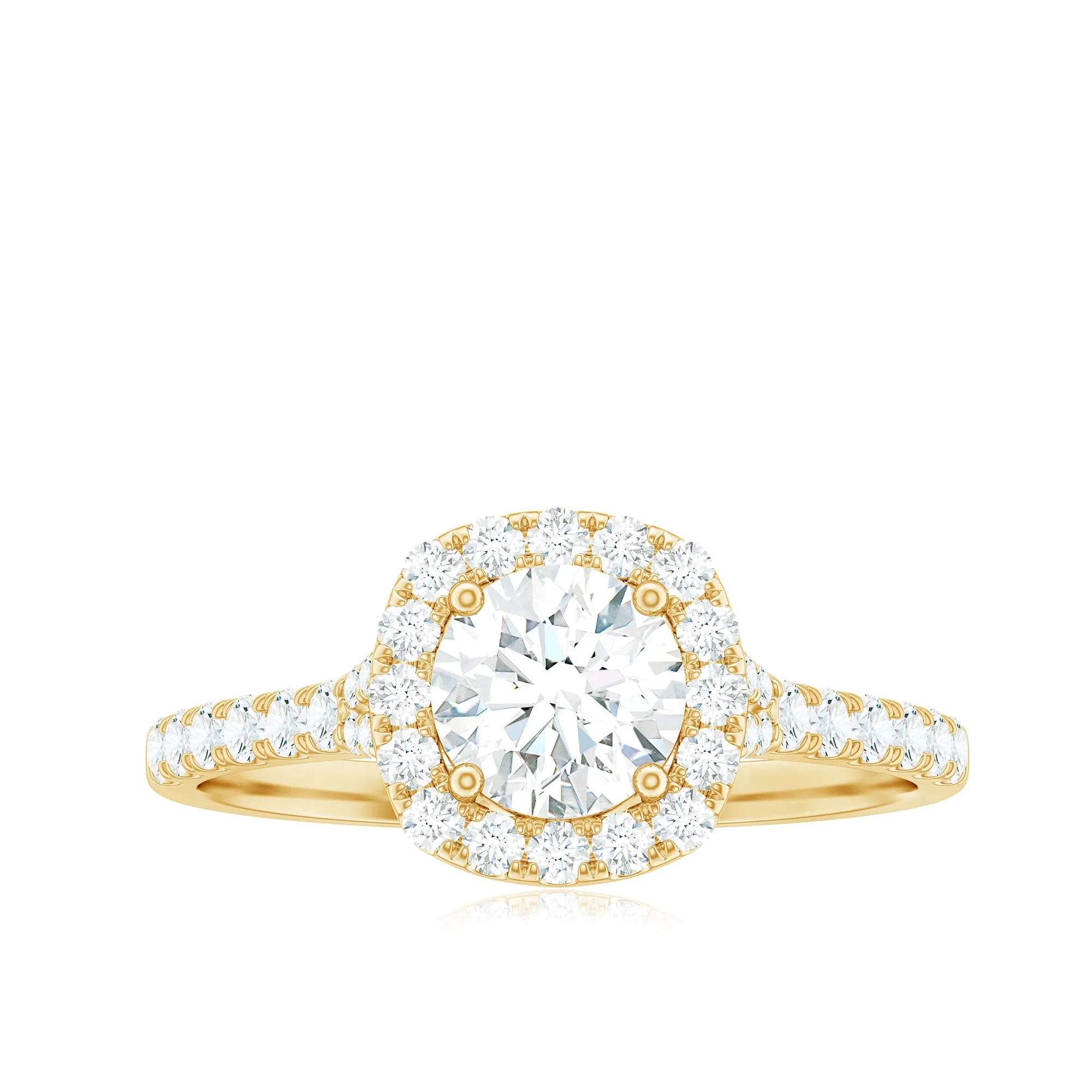 1.50 CT Designer Floating Halo Zircon Engagement Ring in Gold