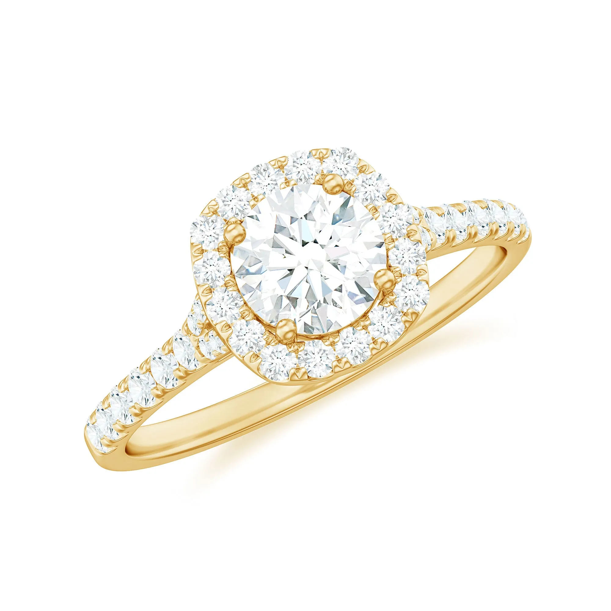 1.50 CT Designer Floating Halo Zircon Engagement Ring in Gold