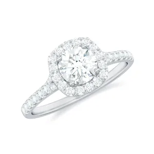 1.50 CT Designer Floating Halo Zircon Engagement Ring in Gold